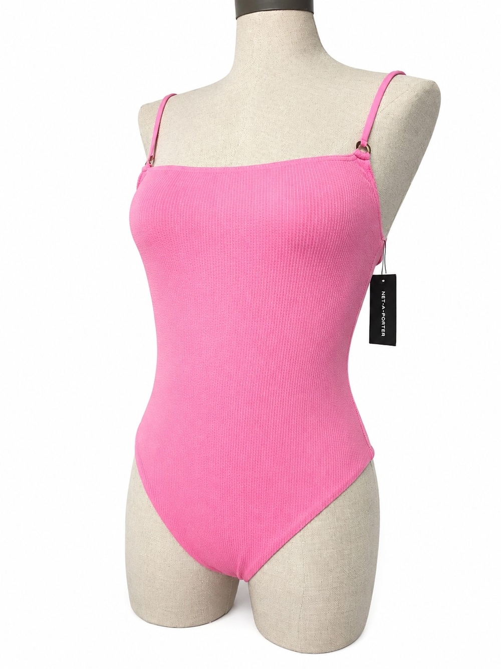 NWT Melissa Odabash Pink Ribbed One Piece Swim Suit Adjustable Straps US Size 8